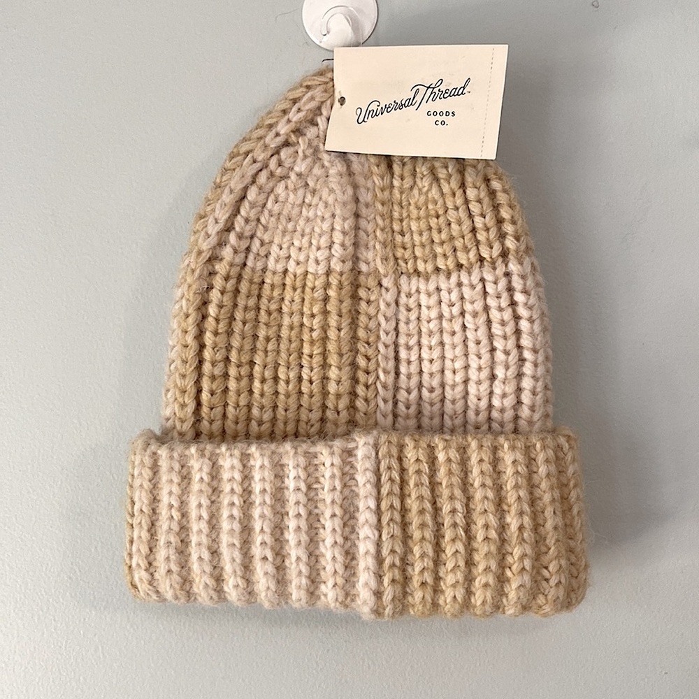 Universal Thread Adult Unisex Off-White Colorblock Beanie